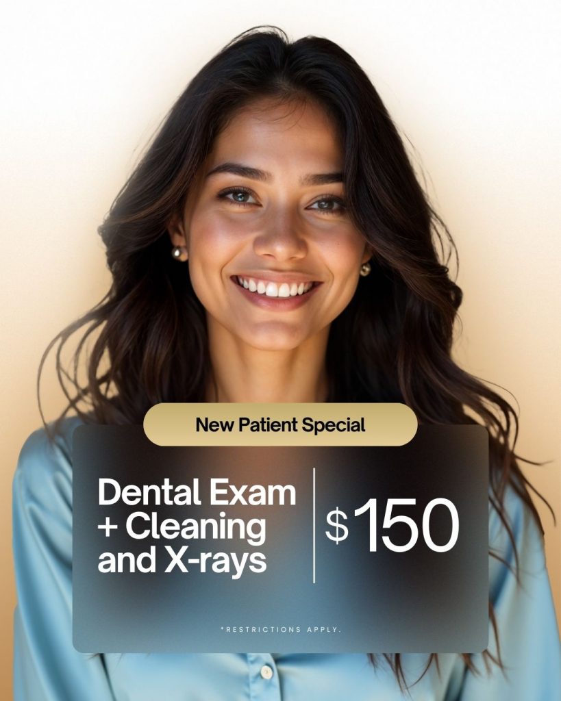 new patients special cleaning exam x-rays $150