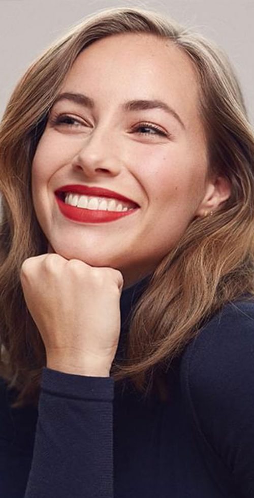 happy young woman perfect smile